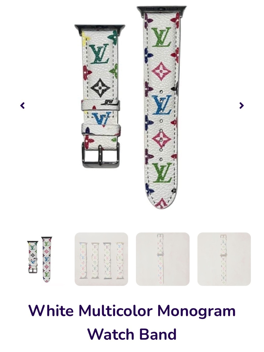 Louis Vuitton White Multicolor Monogram Apple Watch Band